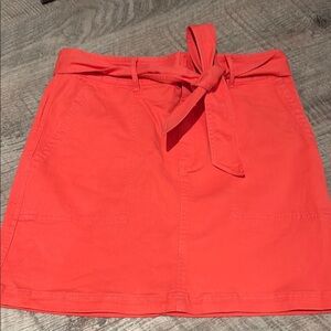 LOFT salmon Mini A-Line Skirt with Tie Front